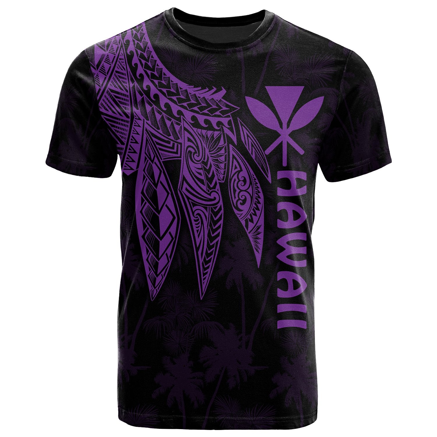 Polynesian Hawaii Kanaka Maoli T shirt Polynesian Wings (Purple) Unisex Purple - Polynesian Pride