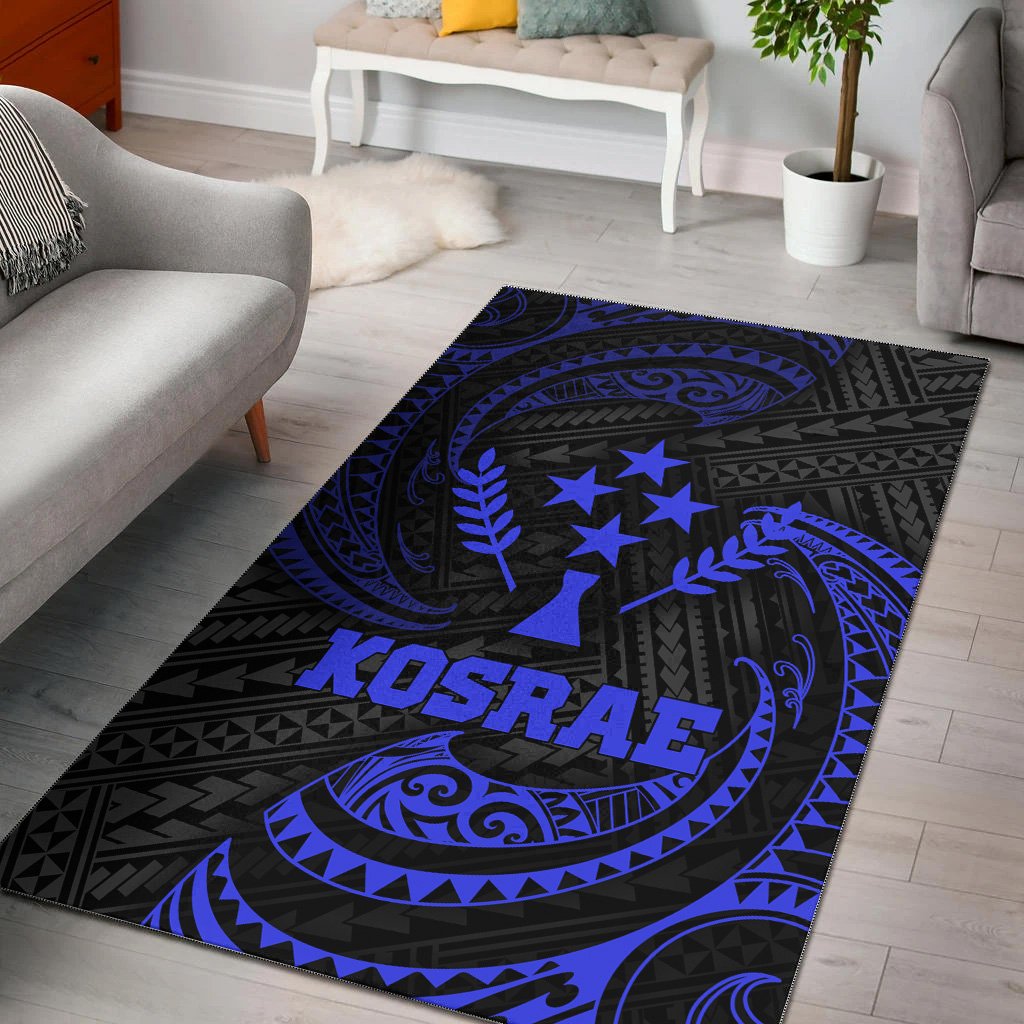 Kosrae Polynesian Area Rug - Blue Tribal Wave Blue - Polynesian Pride