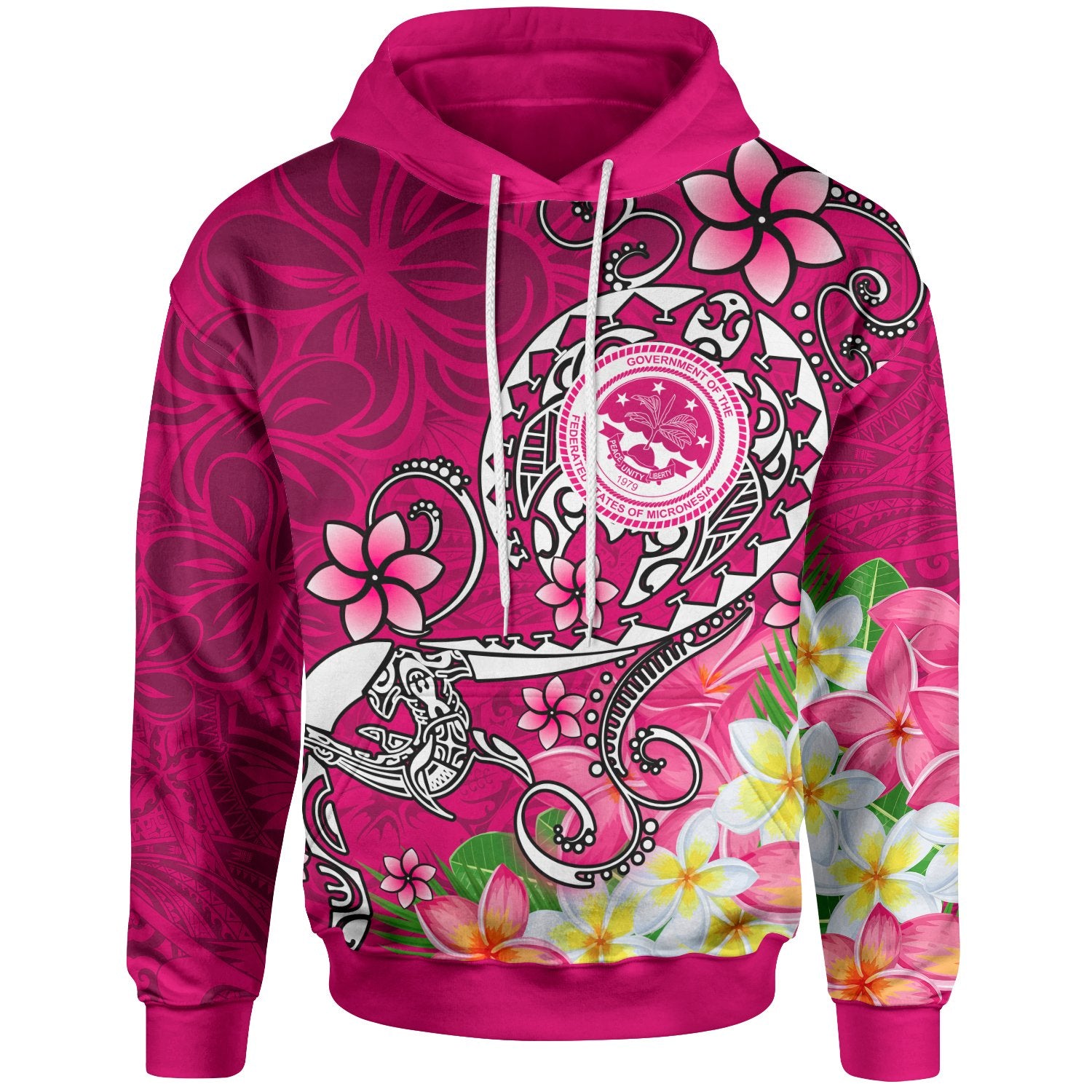 FSM Hoodie Turtle Plumeria (PINK) Unisex Pink - Polynesian Pride