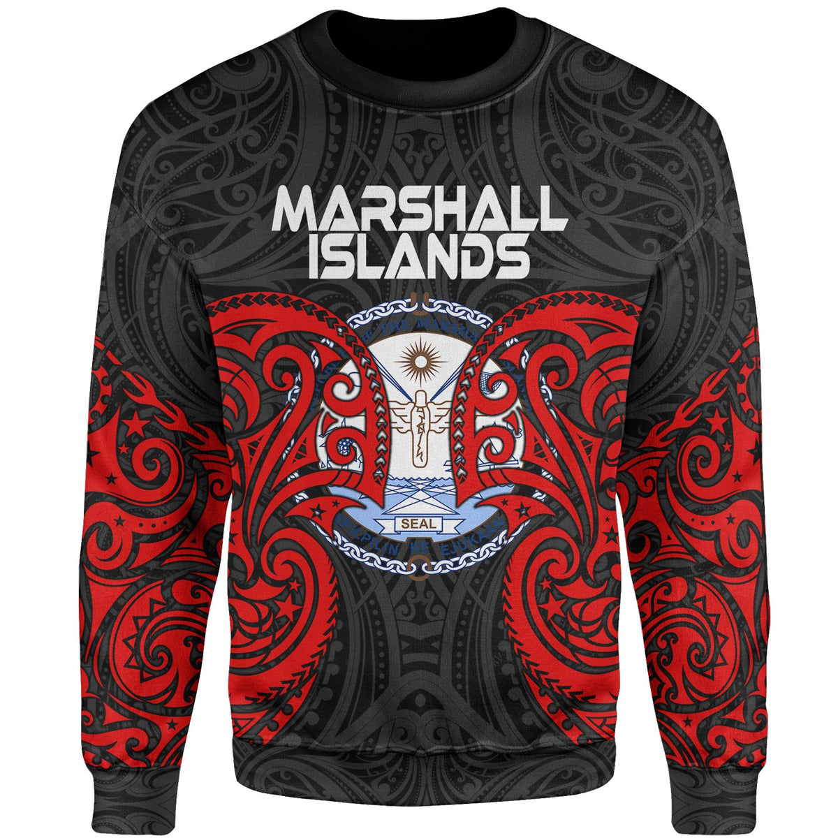 Marshall Islands Polynesian Sweater - Spirit Style Unisex Black - Polynesian Pride