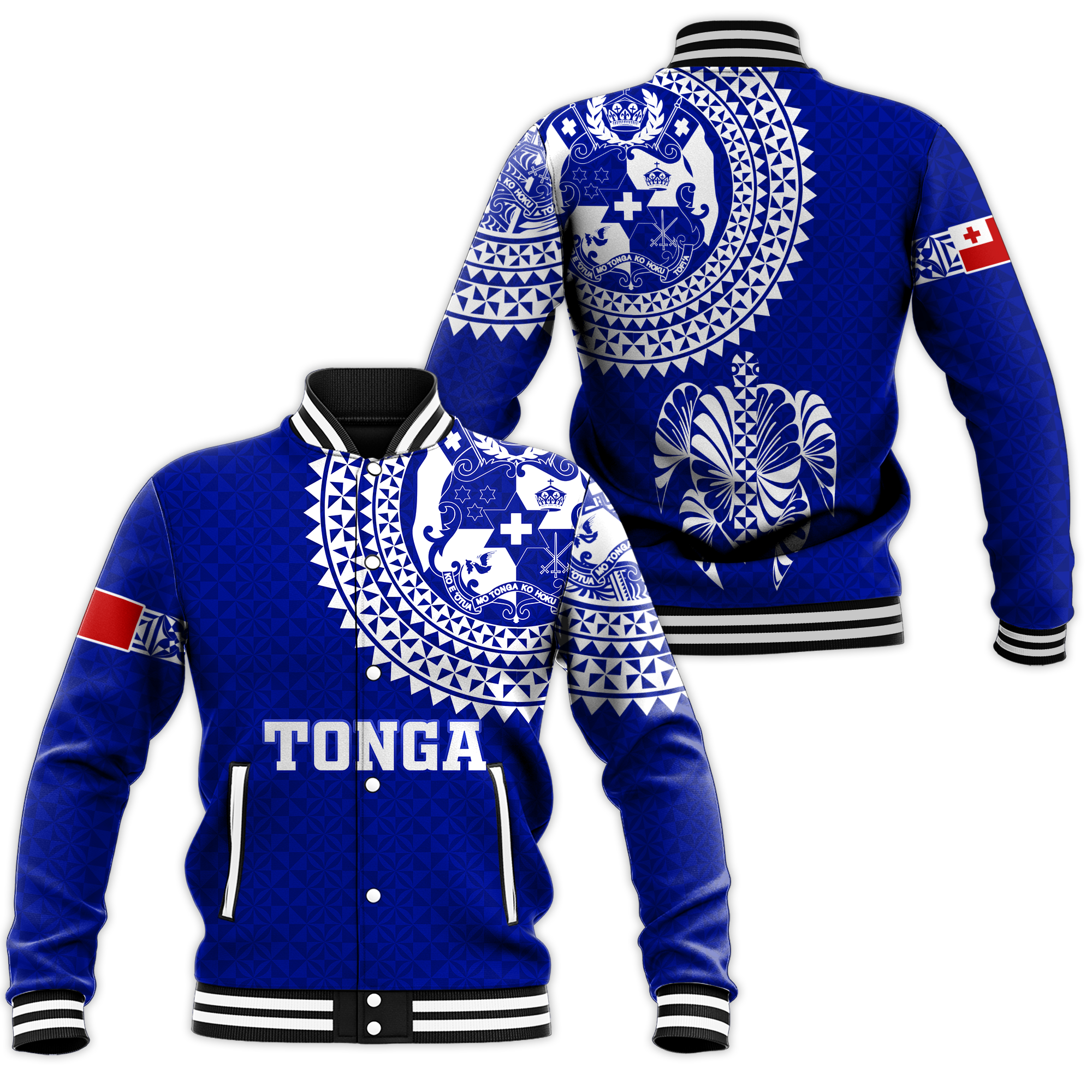 Tonga Baseball Jacket Tongan Blue Turtle - LT12 Unisex Blue - Polynesian Pride