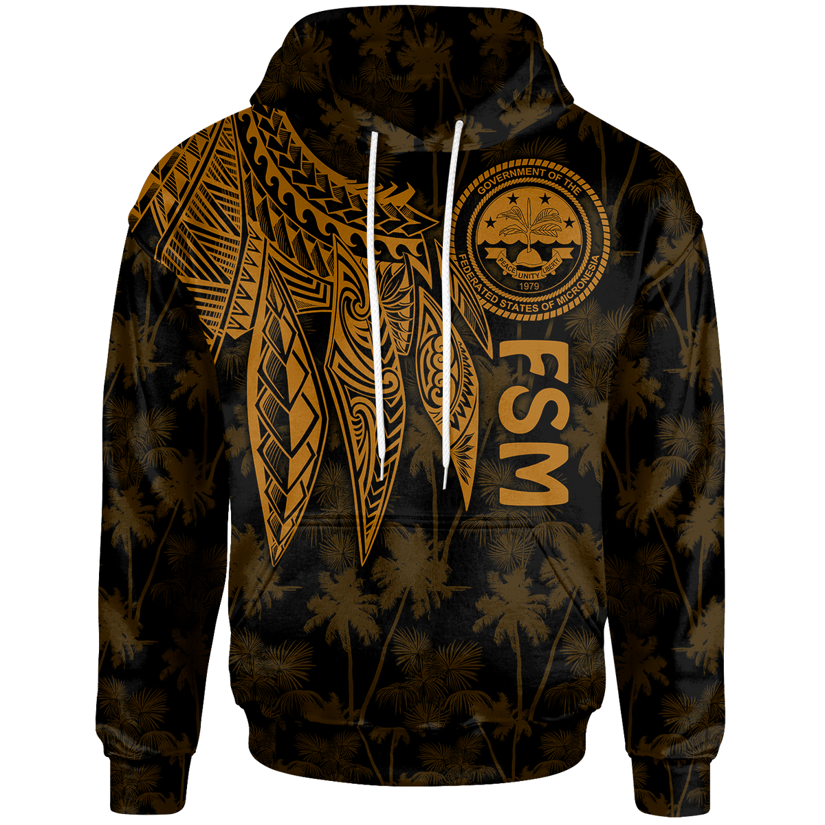 Federated States of Micronesia Hoodie Polynesian Wings (Golden) Unisex Golden - Polynesian Pride