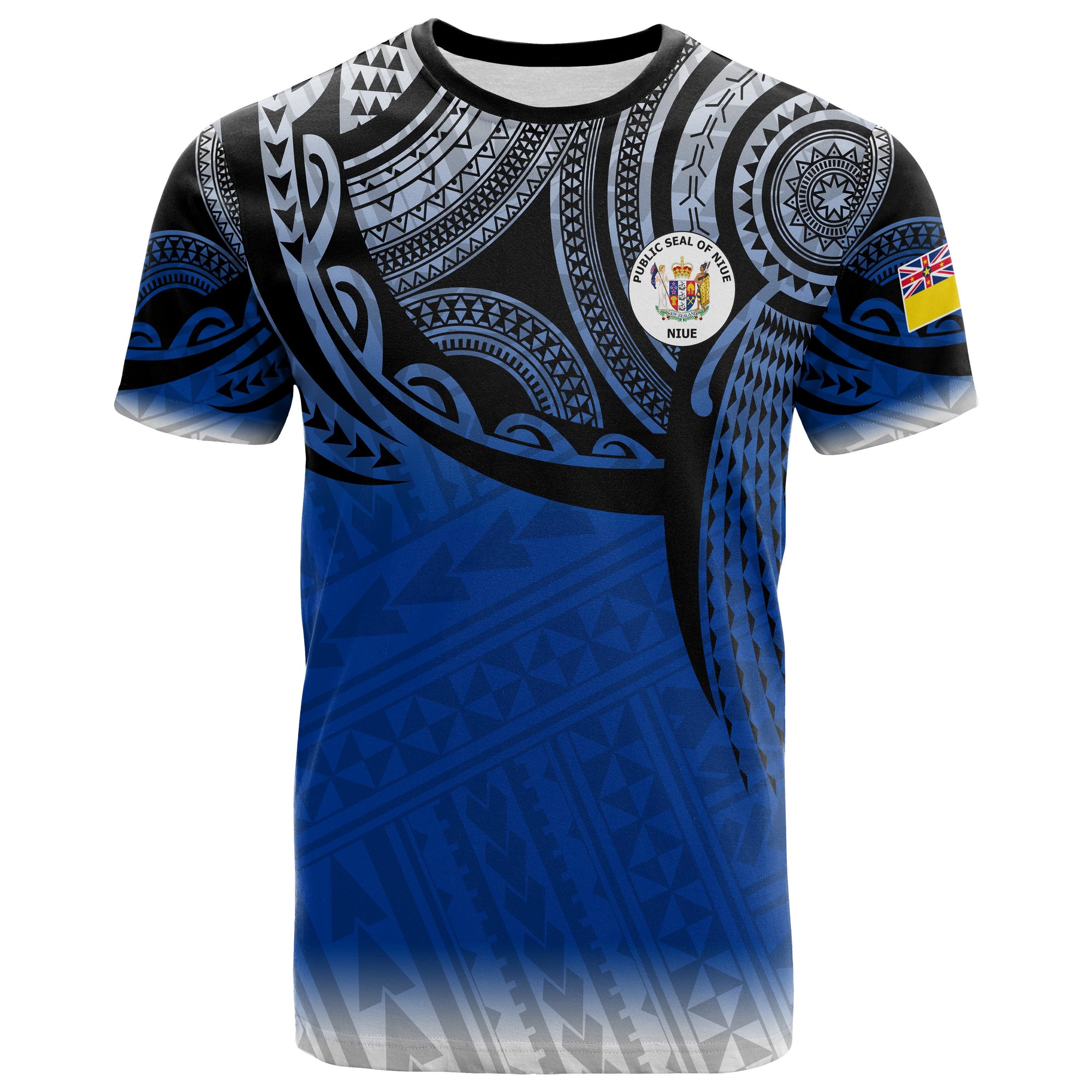 Niue Polynesian T Shirt Tattoo Pattern Unisex Blue - Polynesian Pride