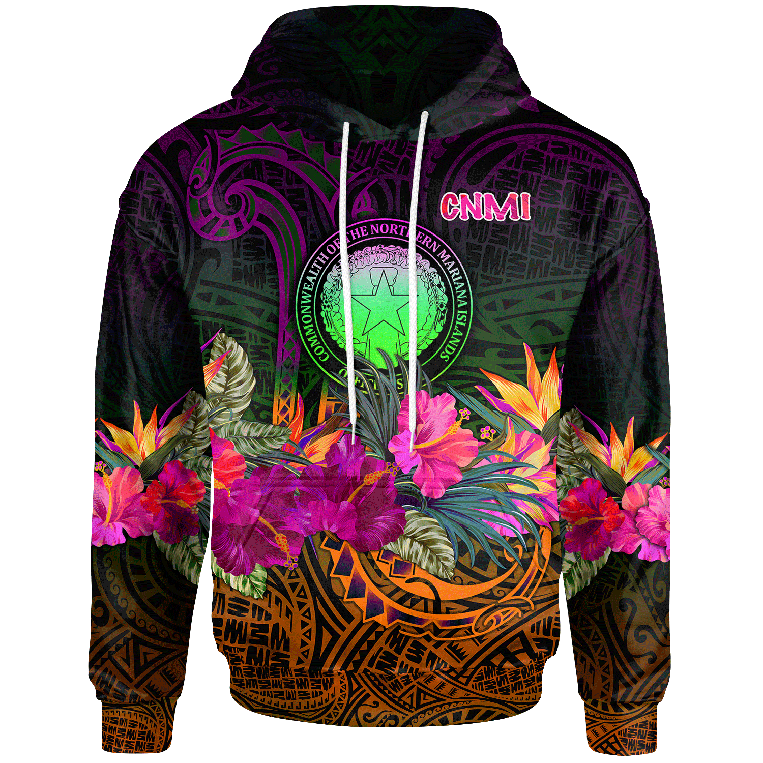 Northern Mariana Islands Polynesian Hoodie Summer Hibiscus Unisex Reggae - Polynesian Pride