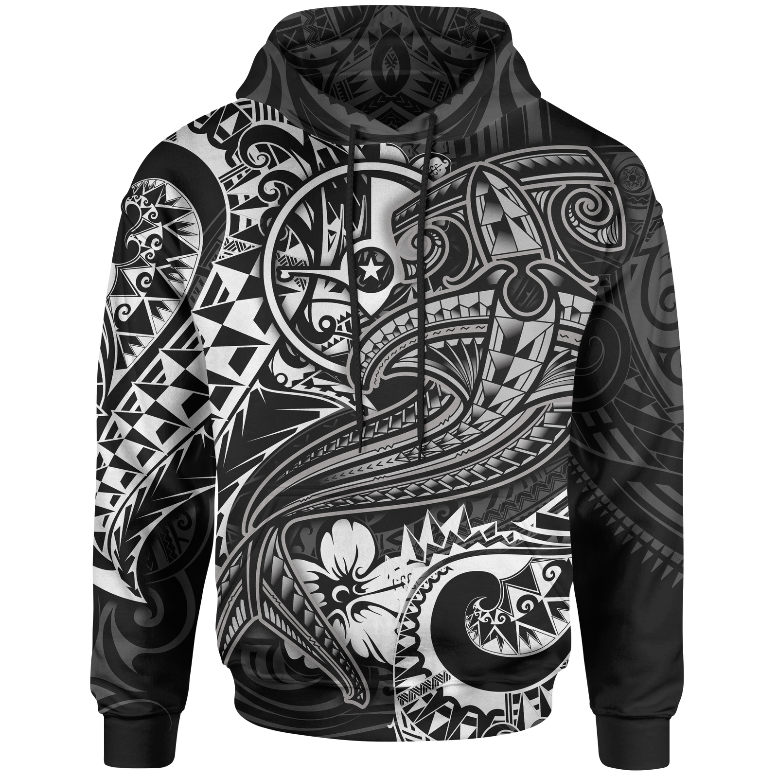 Yap Hoodie White Shark Polynesian Tattoo Unisex White - Polynesian Pride