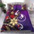 Yap Bedding Set - Tribal Flower With Special Turtles Purple Color Purple - Polynesian Pride