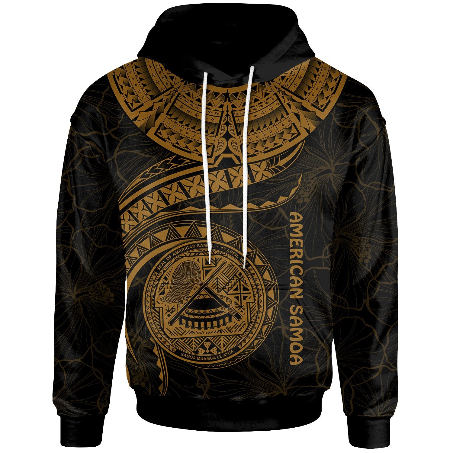 American Samoa Polynesian Hoodie American Samoan Waves (Golden) Unisex Golden - Polynesian Pride