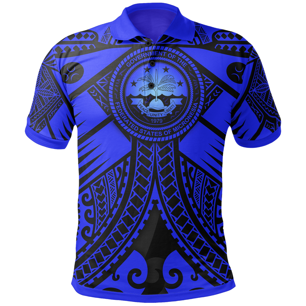 FSM Polo Shirt Blue Seal with Polynesian Tattoo Unisex Blue - Polynesian Pride