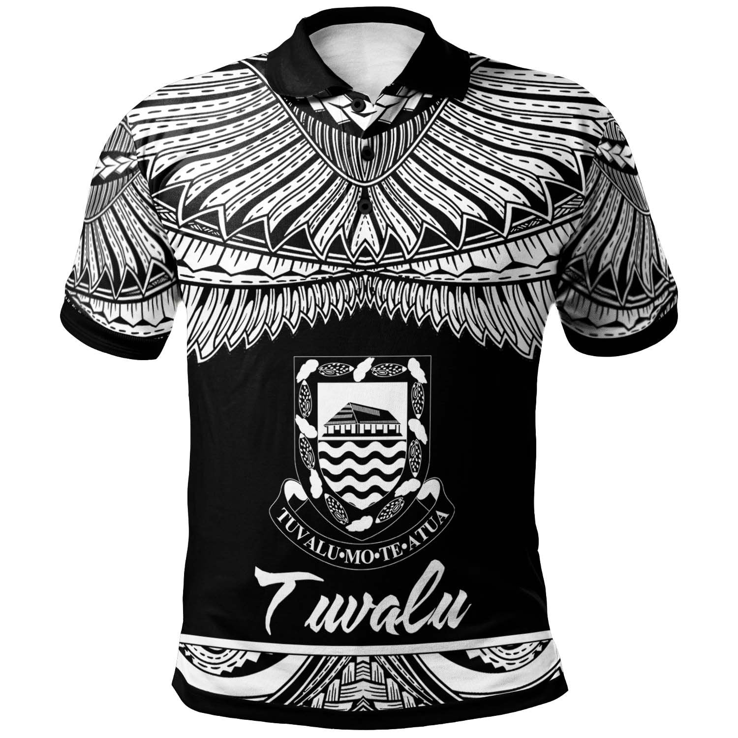 Tuvalu Polo Shirt Polynesian Tattoo White Version Unisex White - Polynesian Pride