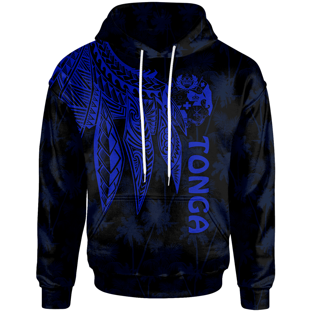 Tonga Hoodie Polynesian Wings (Blue) Unisex Blue - Polynesian Pride