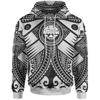 FSM Hoodie White Seal with Polynesian Tattoo Unisex White - Polynesian Pride