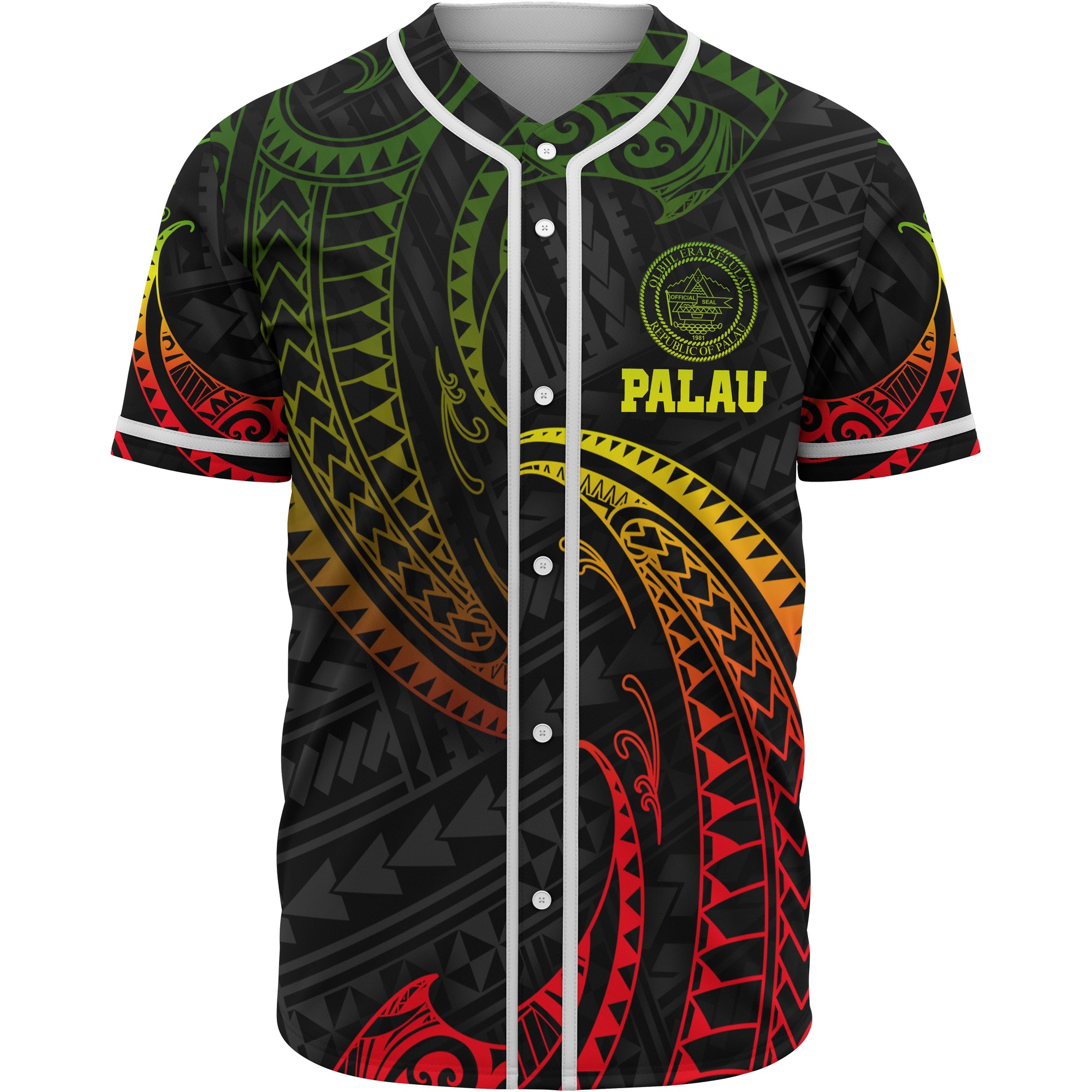 Palau Polynesian Baseball Shirt - Reggae Tribal Wave Unisex Reggae - Polynesian Pride