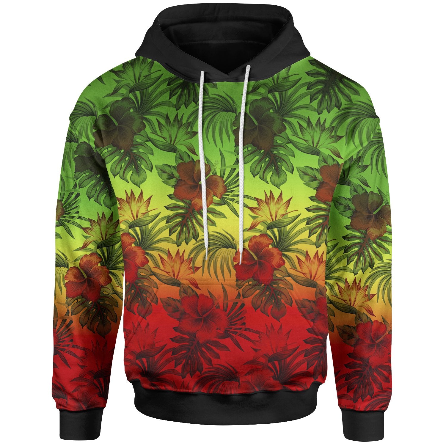Polynesian Hoodie Reggae Hibiscus Patterns Unisex Red - Polynesian Pride