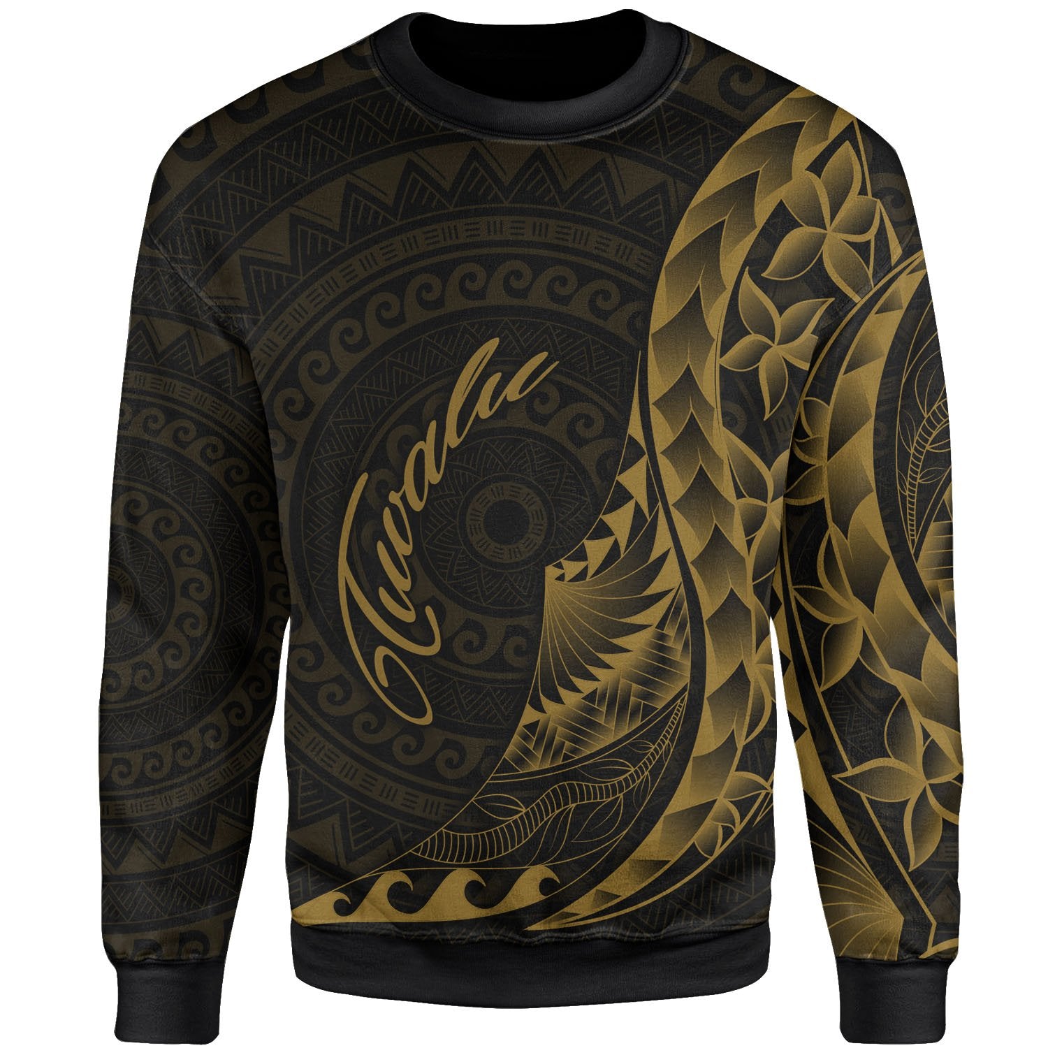 Tuvalu Sweatshirt - Polynesian Pattern Style Gold Color Unisex Gold - Polynesian Pride