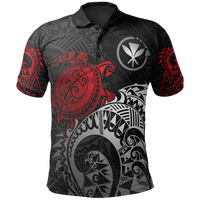 Hawaii Polo Shirt Kanaka Maoli Polynesian Red Turtle Tattoo Unisex RED - Polynesian Pride