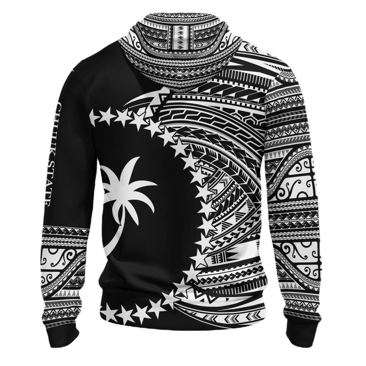 Chuuk Hoodie Micronesia White Patterns With Coat of Arms - Polynesian Pride