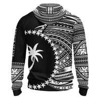 Chuuk Hoodie Micronesia White Patterns With Coat of Arms - Polynesian Pride