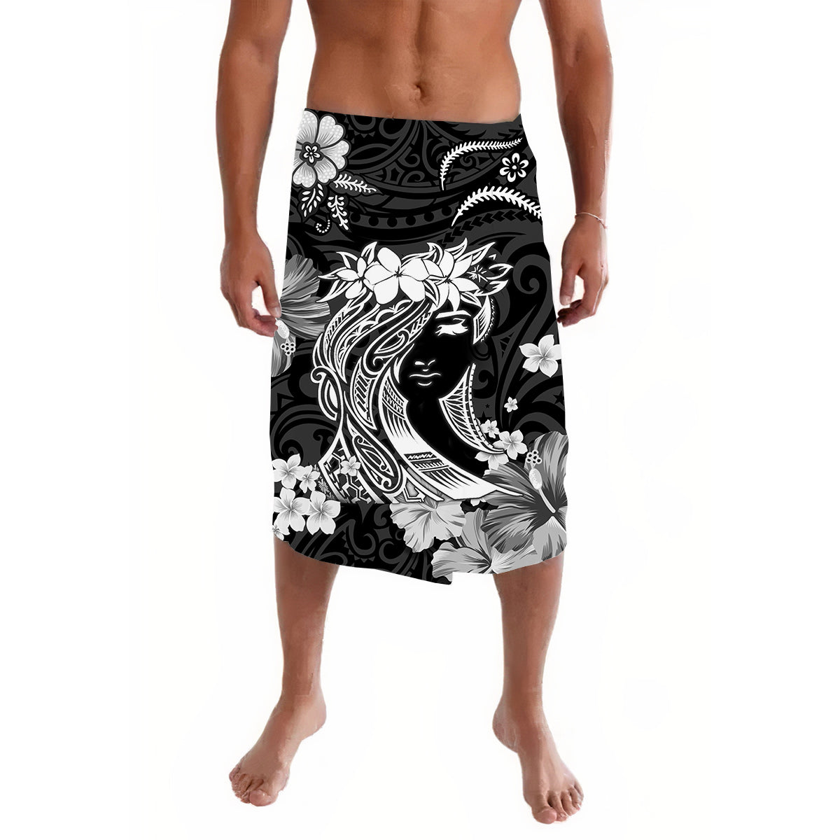 Hawaii Lavalava Polynesian Black Attractive Hula Girl LT13 Black - Polynesian Pride