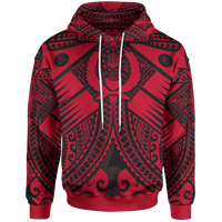 Pohnpei Hoodie Red Seal with Polynesian Tattoo Unisex Red - Polynesian Pride