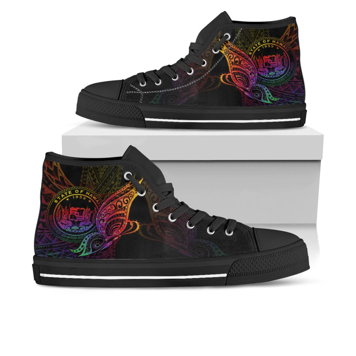 Hawaii High Top - Butterfly Polynesian Style Unisex Black - Polynesian Pride