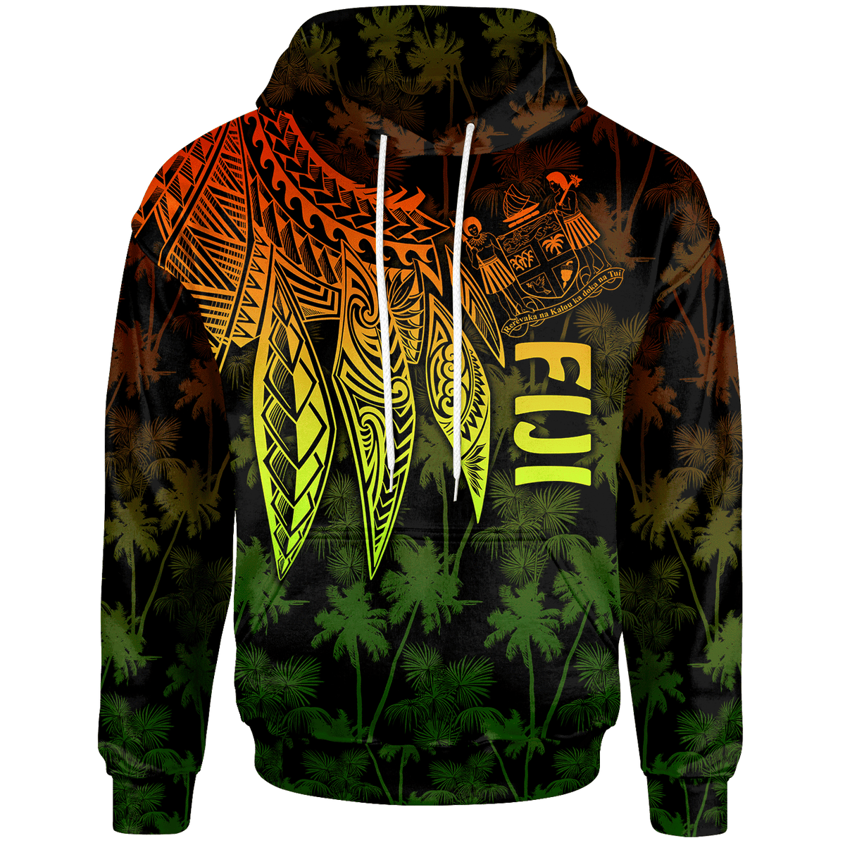 Fiji Hoodie Polynesian Wings (Reggae) Unisex Blue - Polynesian Pride