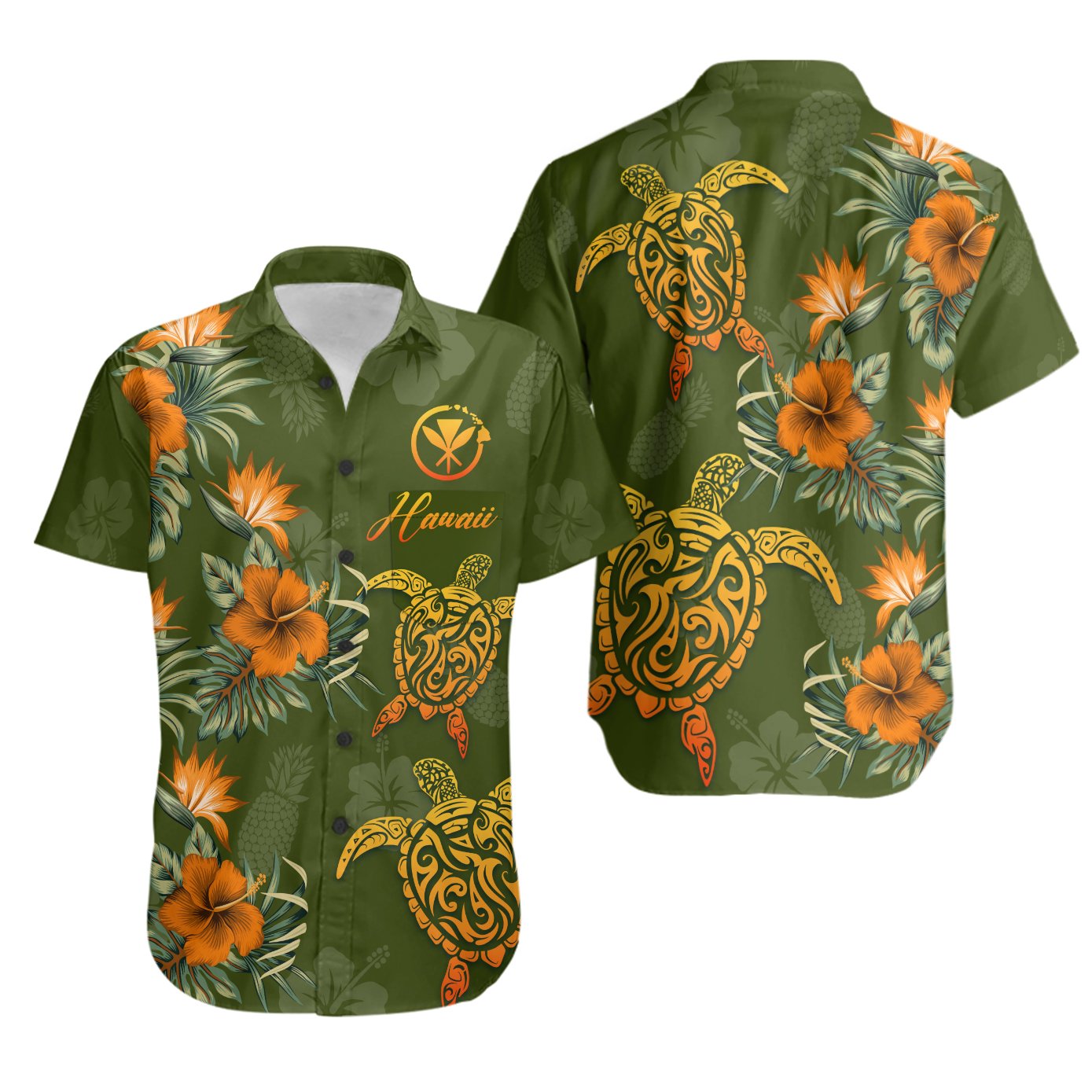 Hawaii Kanaka Maoli Polynesian Shirt - Tropical Summer Unisex Green - Polynesian Pride