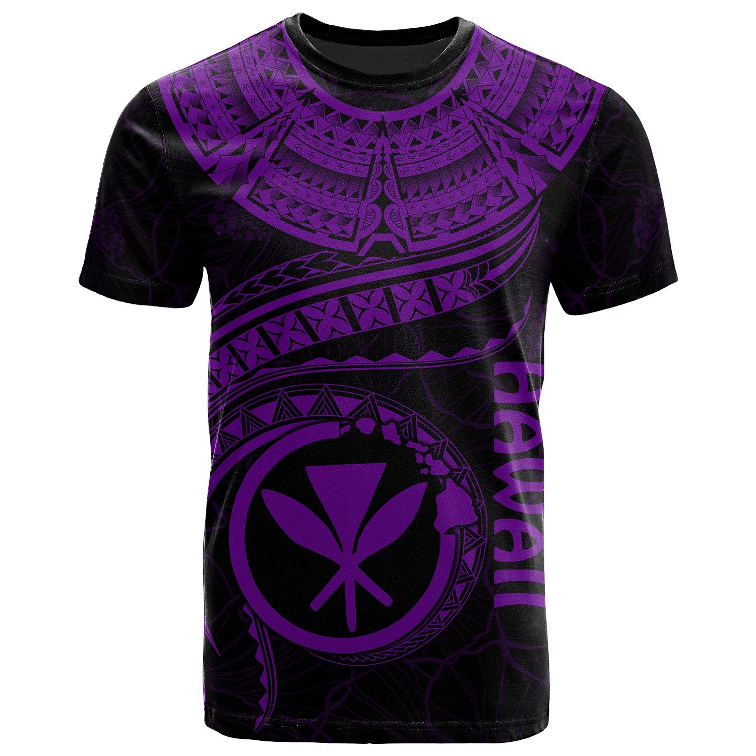 Polynesian Hawaii Kanaka Maoli T Shirt Hawaiian Waves (Purple) Unisex Purple - Polynesian Pride