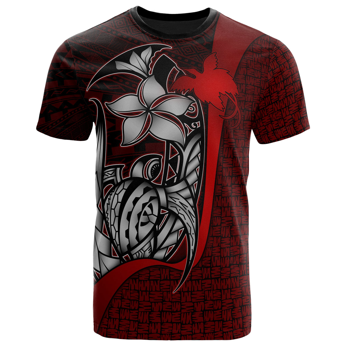 Papua New Guinea Polynesian T Shirt Red Turtle with Hook Unisex RED - Polynesian Pride