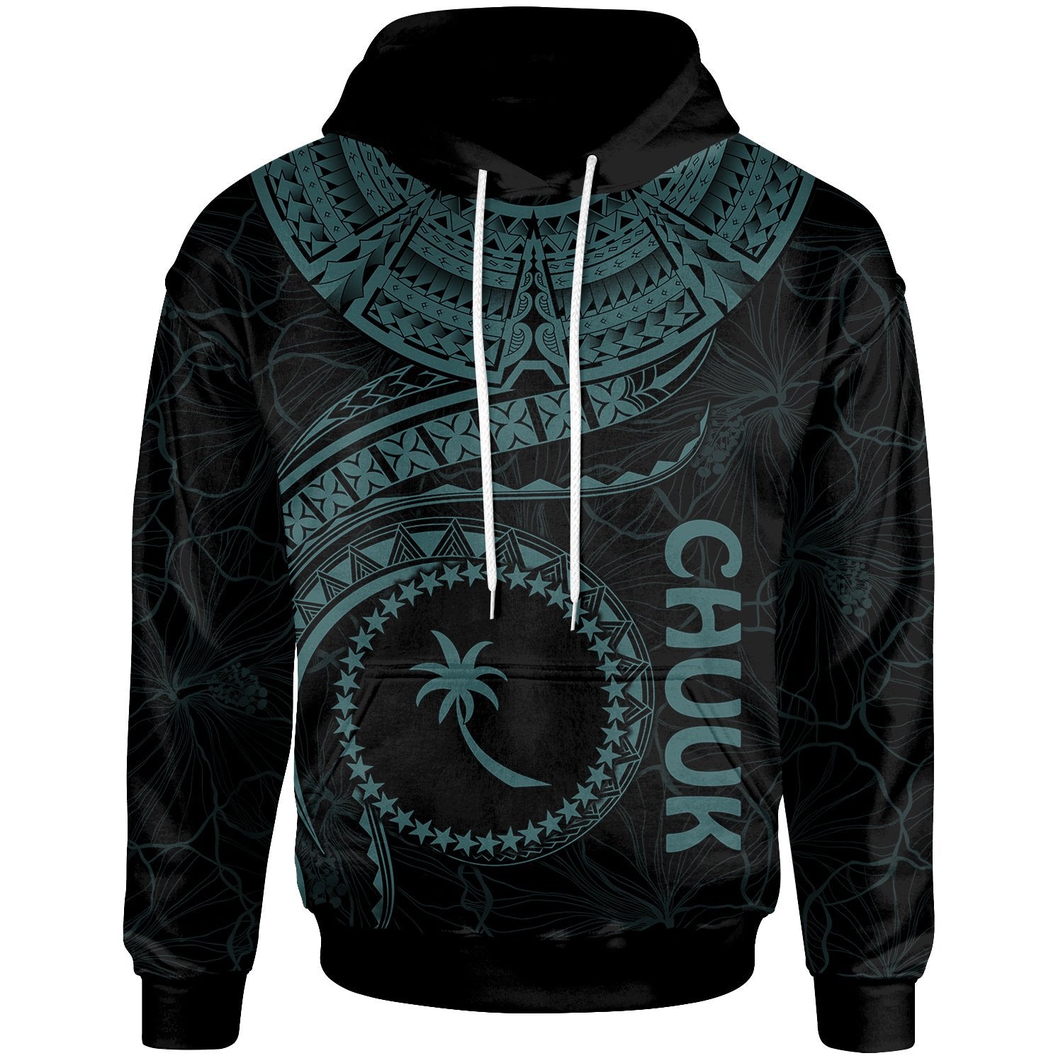 Chuuk Polynesian Hoodie Chuuk Waves (Turquoise) Unisex Turquoise - Polynesian Pride