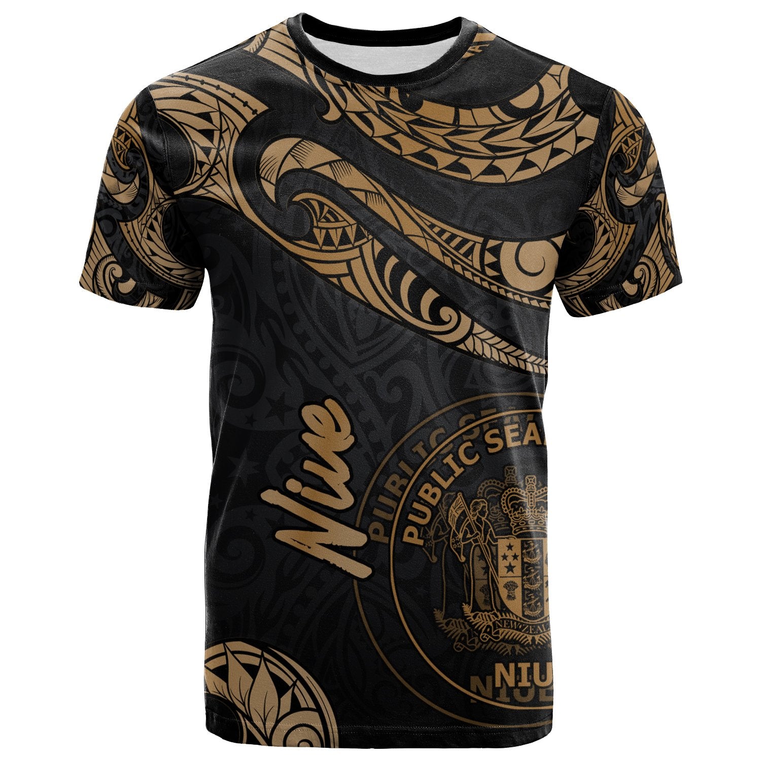 Niue Polynesian T Shirt Poly Tattoo Gold Version Unisex Art - Polynesian Pride