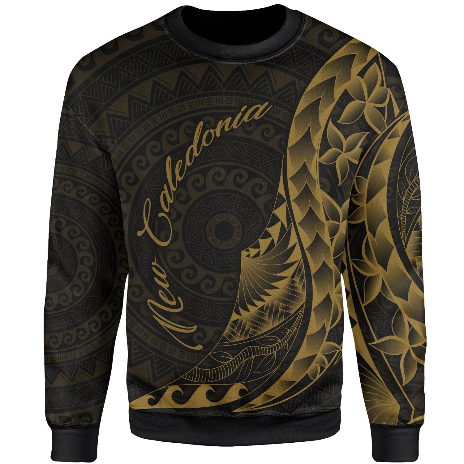 New Caledonia Sweatshirt - Polynesian Pattern Style Gold Color Unisex Gold - Polynesian Pride