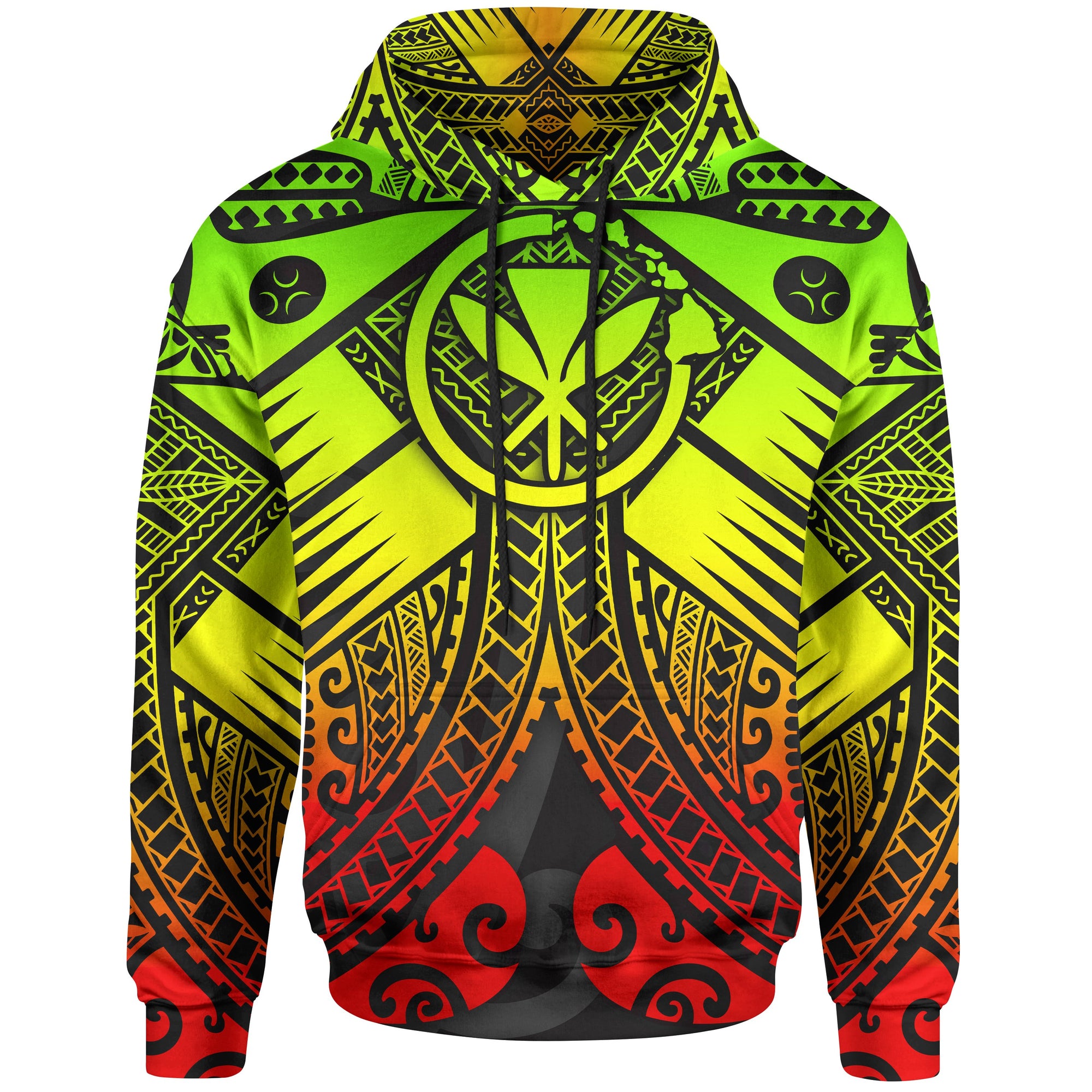 Hawaii Polynesian Hoodie Reggae Kanaka Maoli Map Unisex Reggae - Polynesian Pride