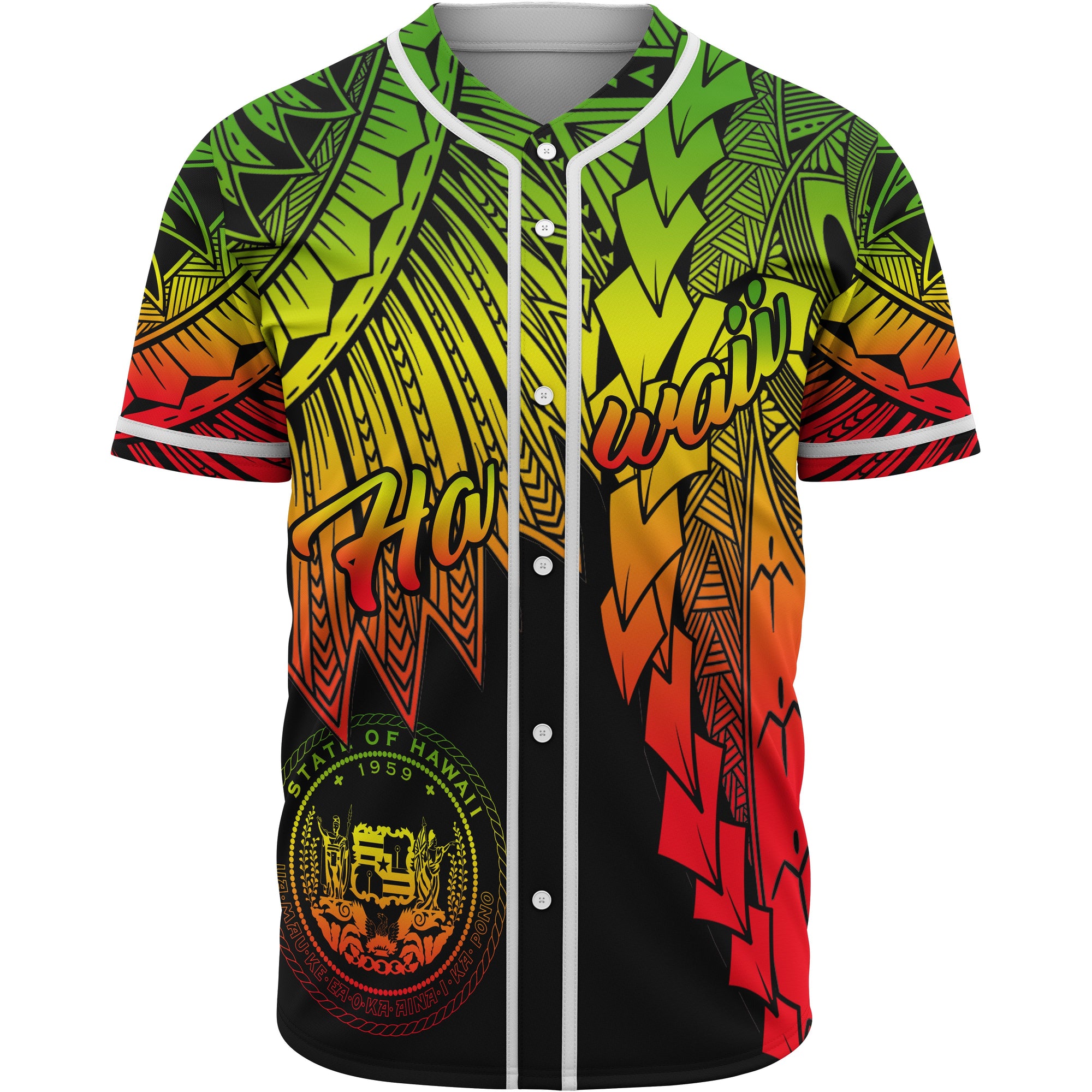 Hawaii Polynesian Baseball Shirt - Tribal Wave Tattoo Reggae Unisex Reggae - Polynesian Pride