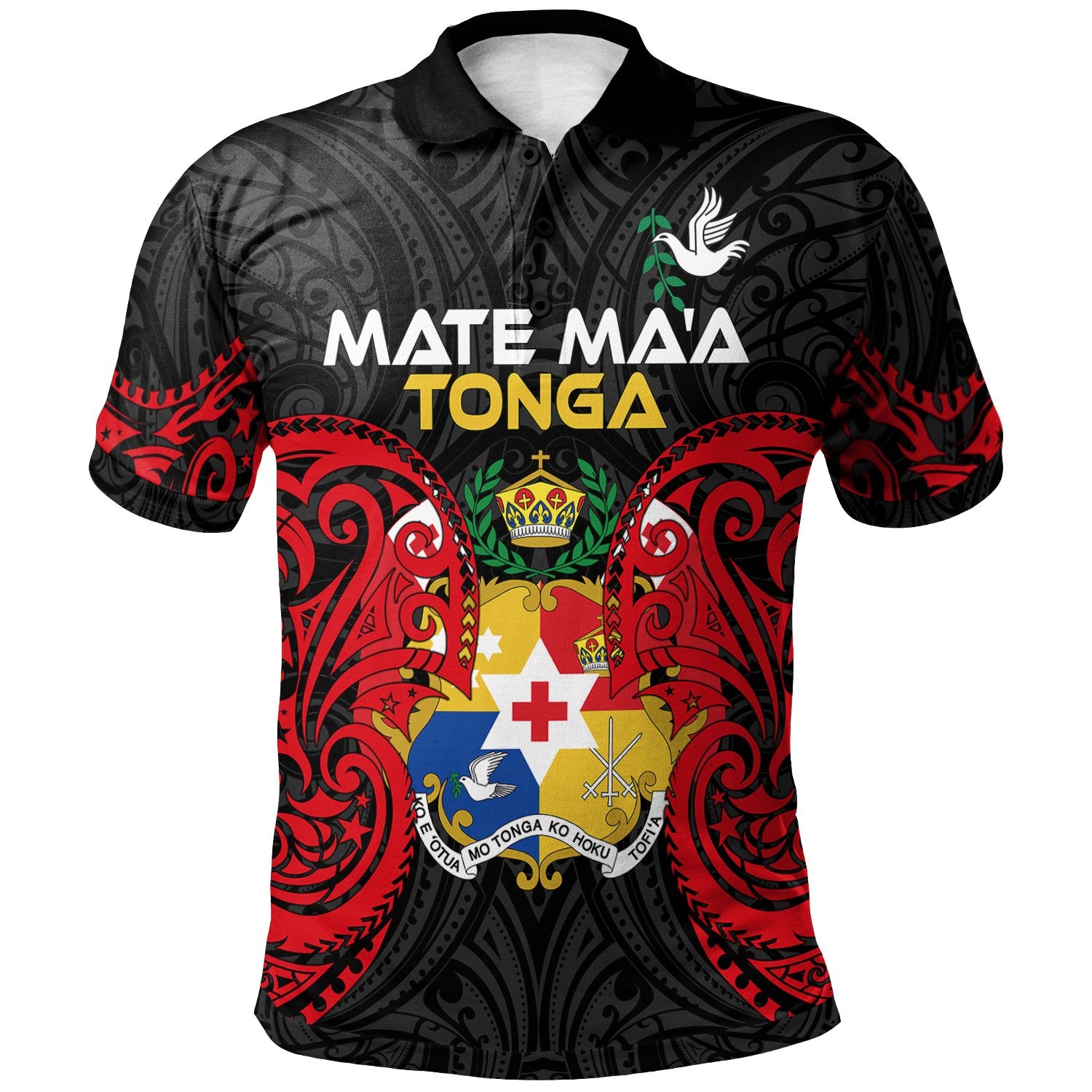 Polynesian Mate Maa Tonga Polo Shirt Tongan Spirit Unisex Black - Polynesian Pride