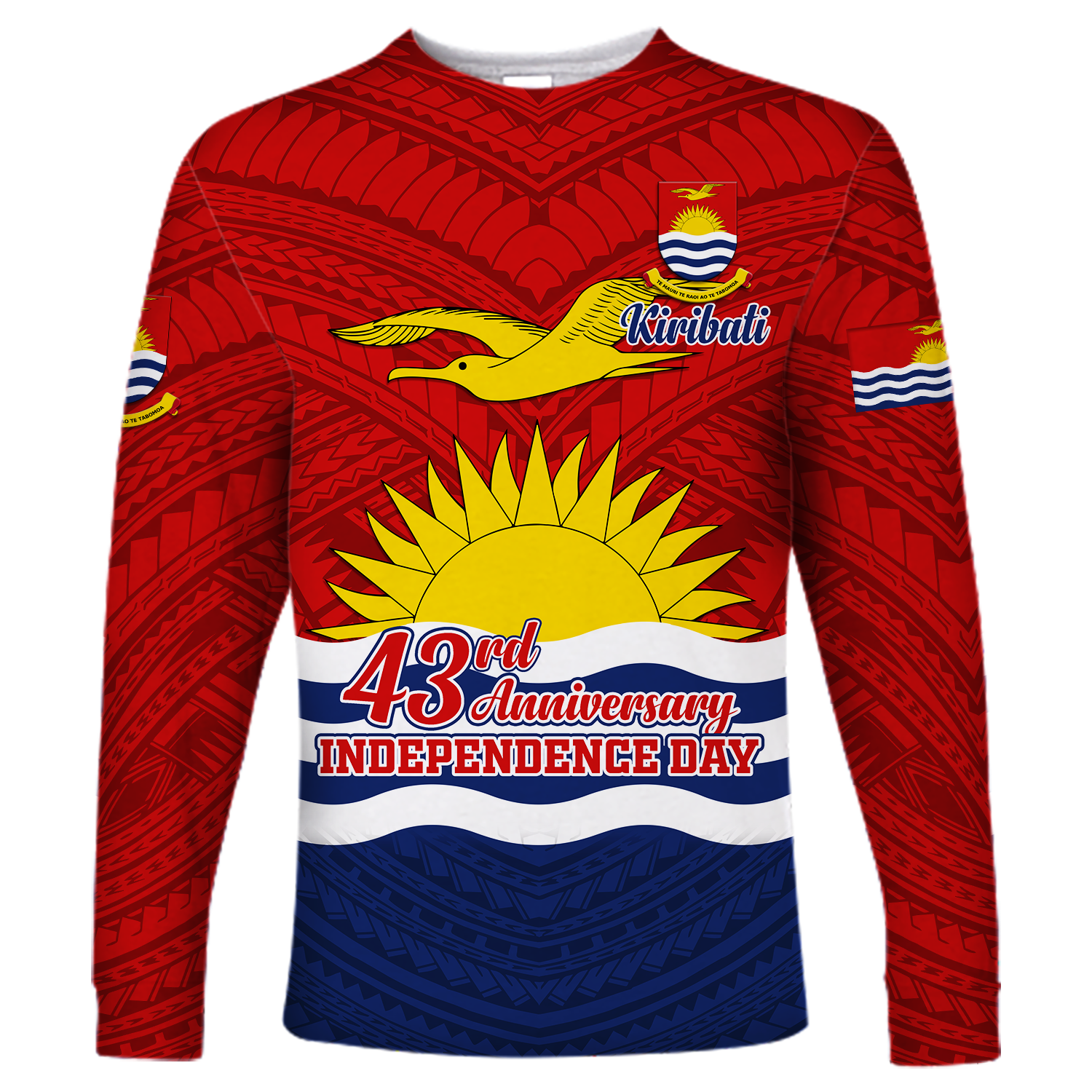 Kiribati 43rd Independence Celebrations Long Sleeve Shirt - LT12 Unisex Blue - Polynesian Pride