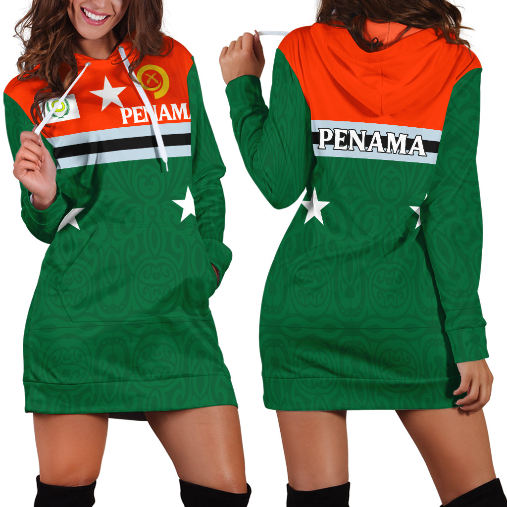 Vanuatu Penama Province Hoodie Dress - Flag Style - LT12 Green - Polynesian Pride