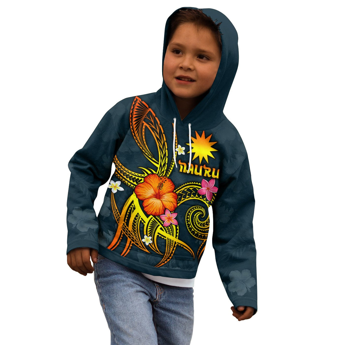 Nauru Polynesian Hoodie Legend of Nauru (Blue) - Polynesian Pride