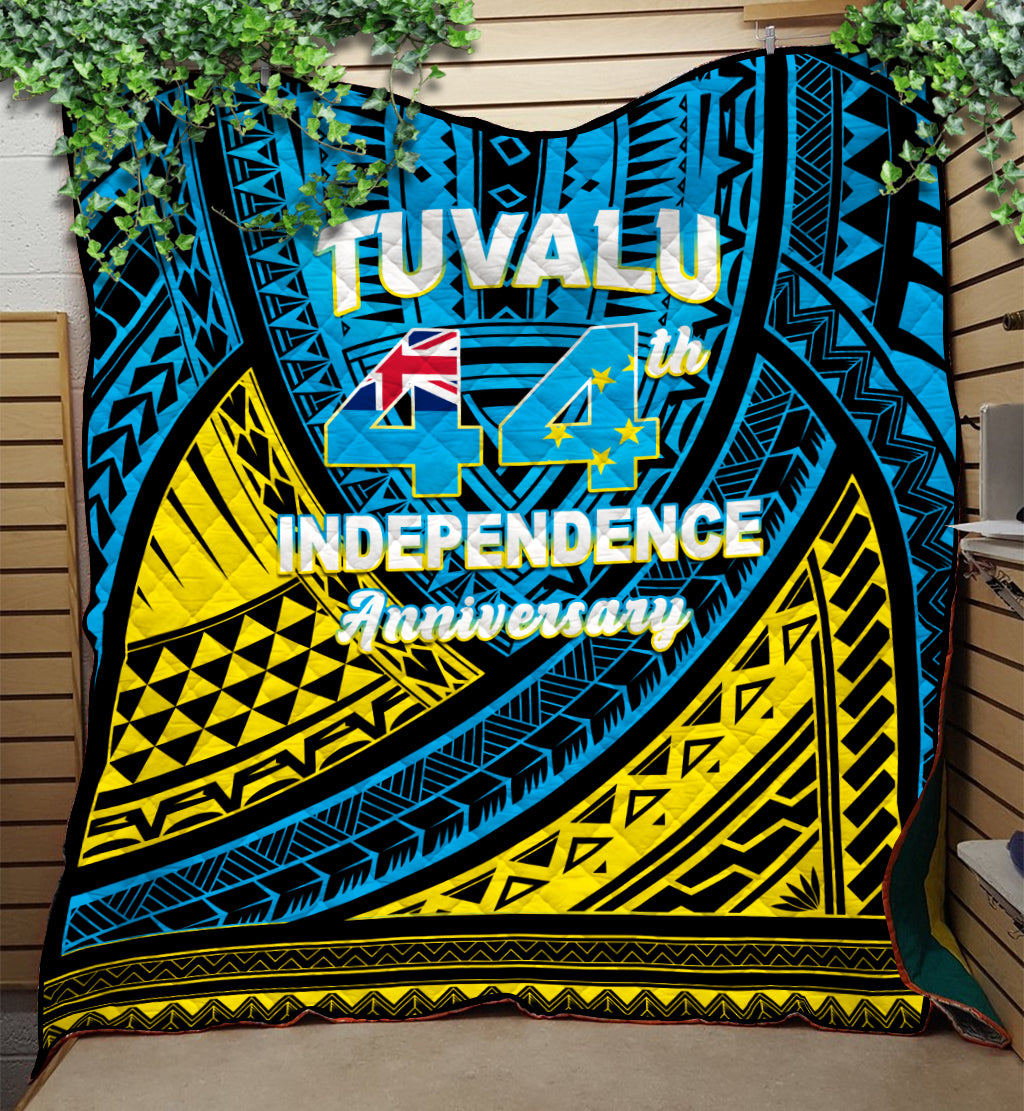 Tuvalu Quilt 44th Independence Anniversary - Tribal Pattern - LT12 Quilt Blue - Polynesian Pride