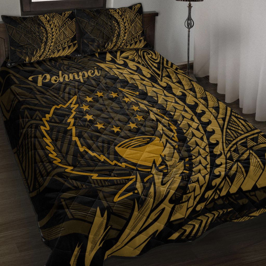 Pohnpei Quilt Bed Set - Wings Style Black - Polynesian Pride