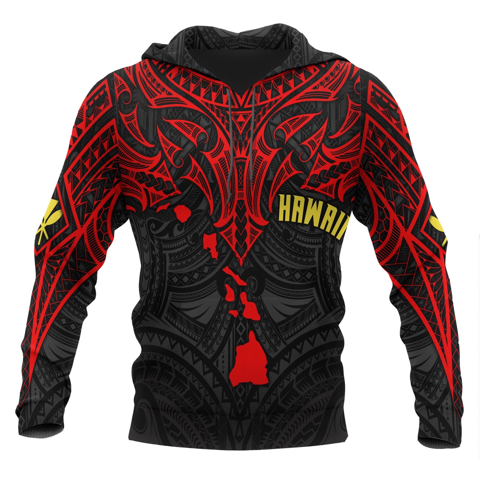 Polynesian Hawaii Hoodie Polynesian Whale Tail Unisex Red - Polynesian Pride