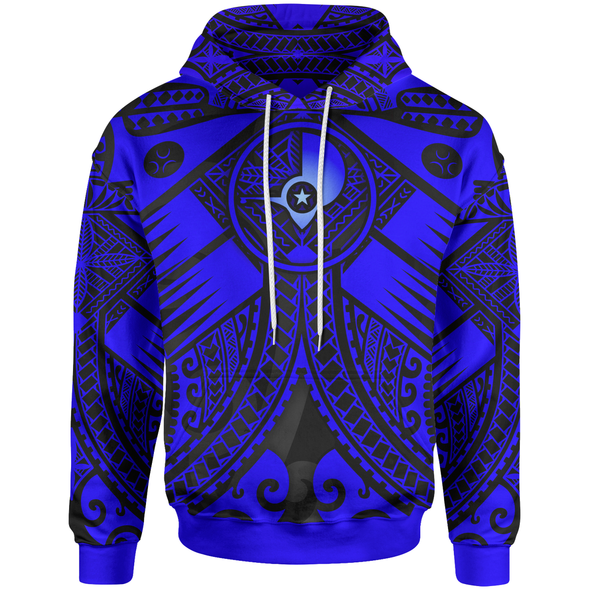 YAP Hoodie Blue Seal with Polynesian Tattoo Unisex Blue - Polynesian Pride