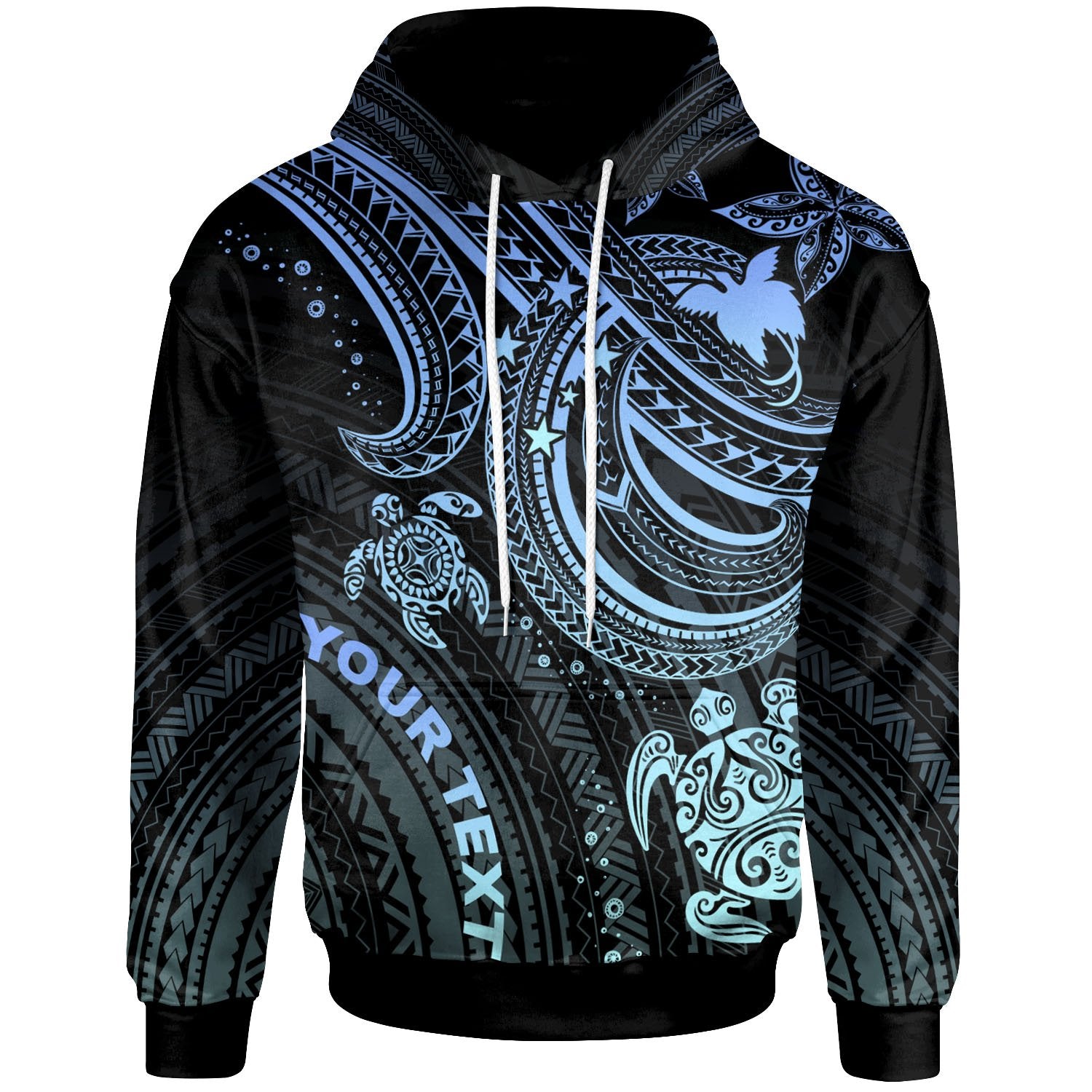 Papua New Guinea Custom Hoodie Blue Turtle Unisex Blue - Polynesian Pride