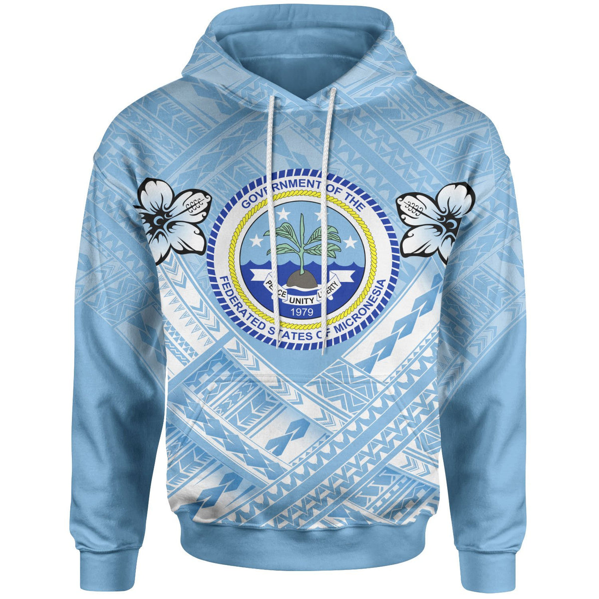 Federated States of Micronesia Polynesian Hoodie Federated States of Micronesia Flag Camisole Hibiscus Style Unisex Blue - Polynesian Pride