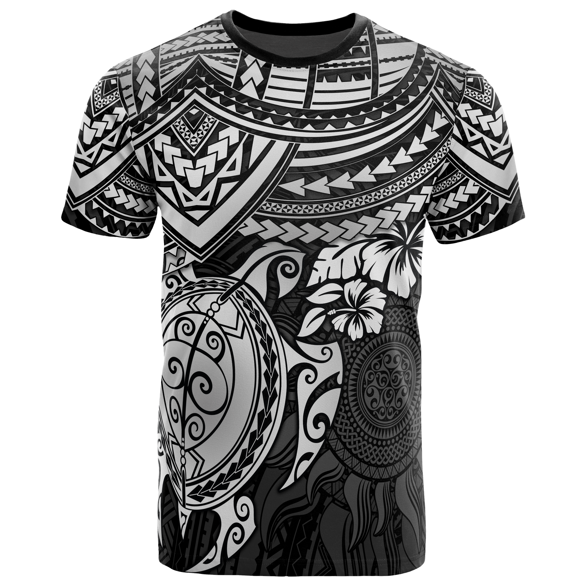 Polynesian T Shirt Polynesian White Turtle Hibiscus Unisex White - Polynesian Pride