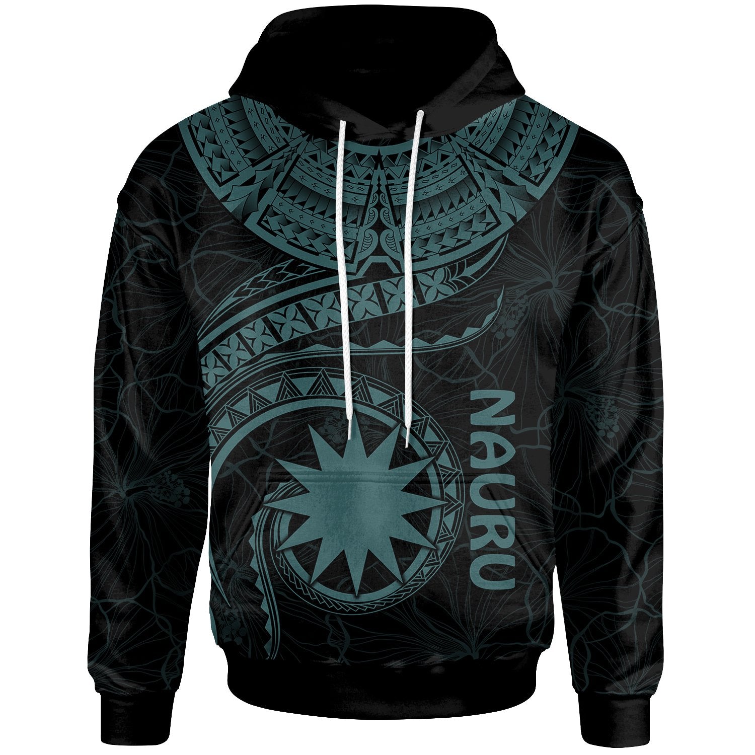 Nauru Polynesian Hoodie Nauru Waves (Turquoise) Unisex Turquoise - Polynesian Pride