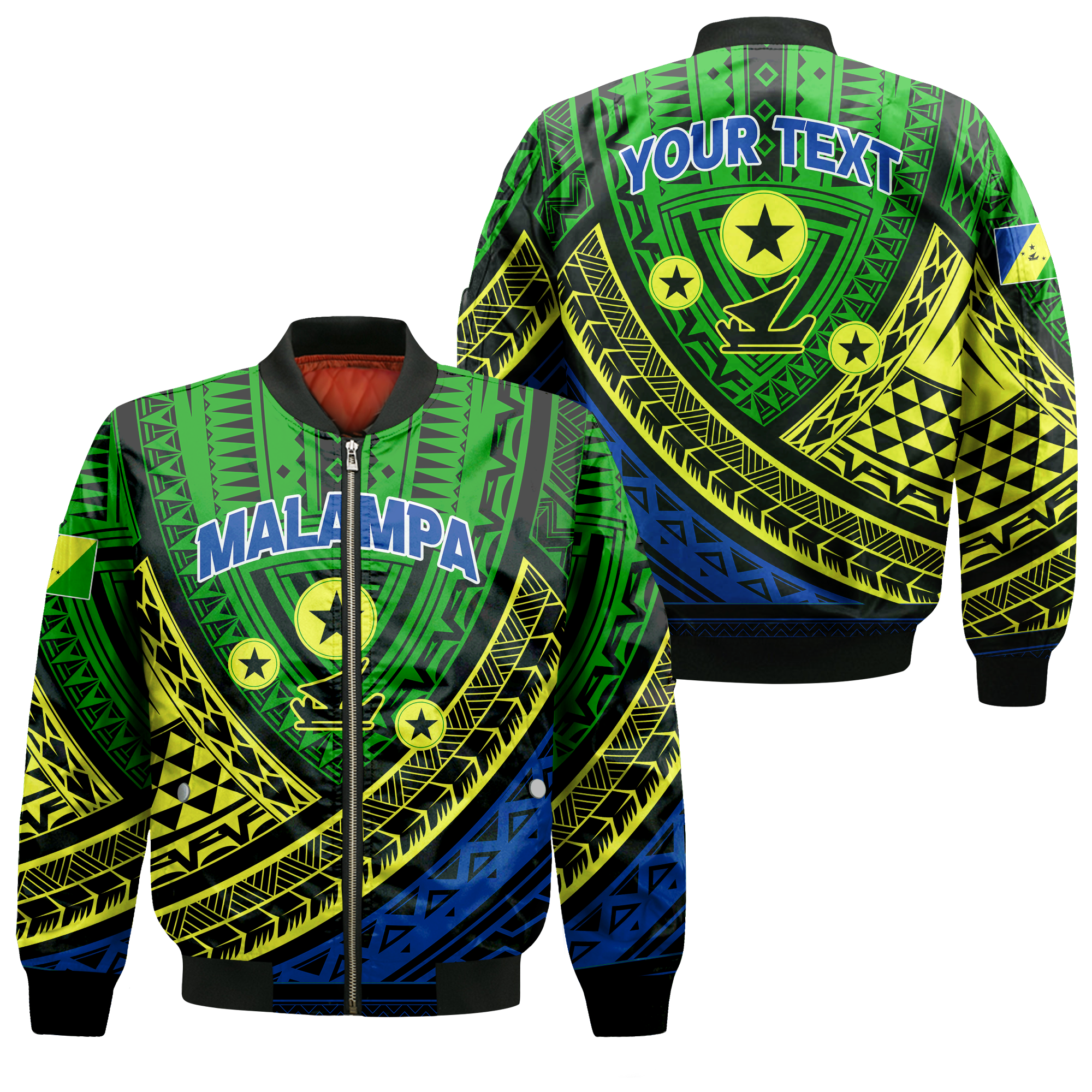 (Custom Personalised) Vanuatu Malampa Province Tribal Pattern Bomber Jacket - LT12 Bomber Jacket Green - Polynesian Pride