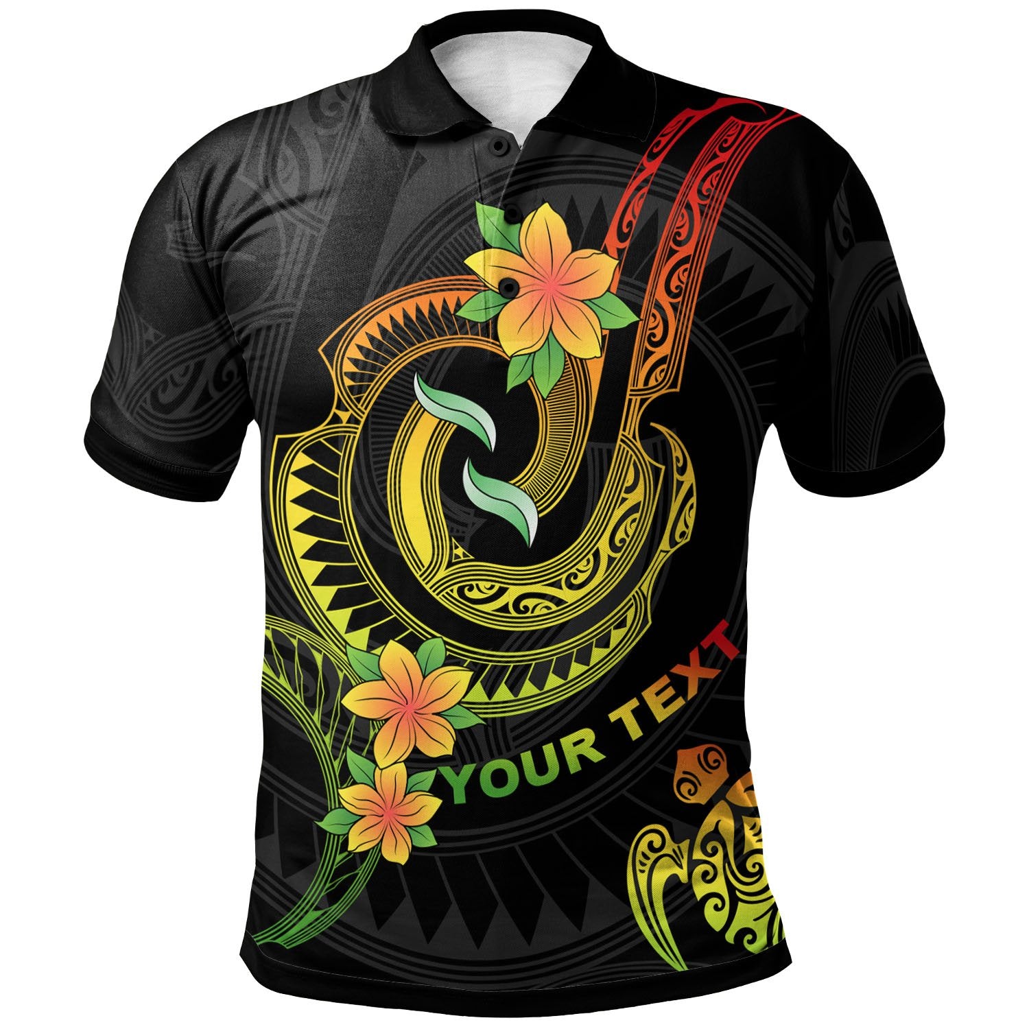 Polynesian Custom Polo Shirt Reggae Plumeria Flowers with Polynesian Patterns Unisex Reggae - Polynesian Pride