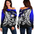 Niue Women's Off Shoulder Sweaters - Tribal Jungle Pattern Blue Color Blue - Polynesian Pride