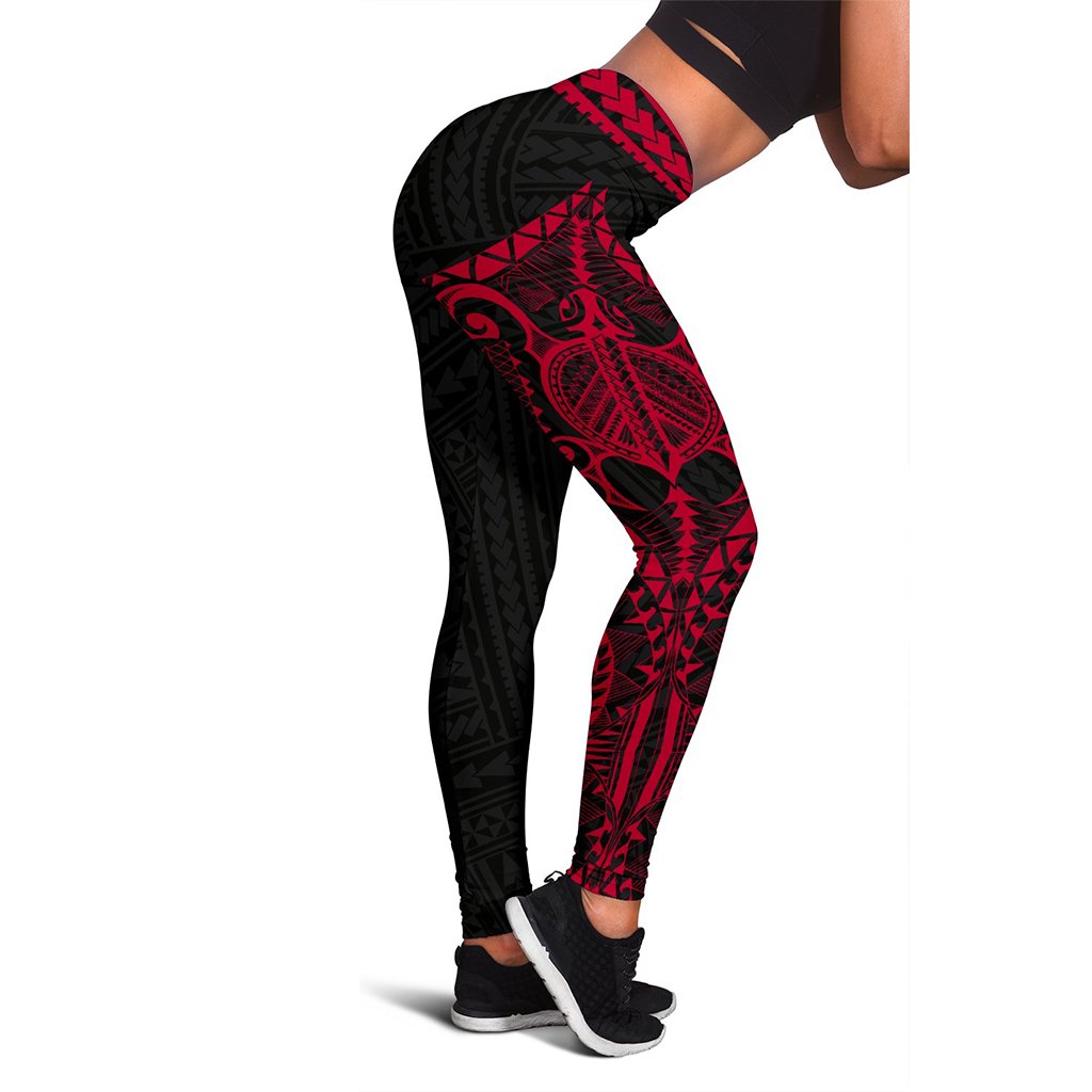 Polynesian Women's Leggings - Rising 3rd Red Black - Polynesian Pride