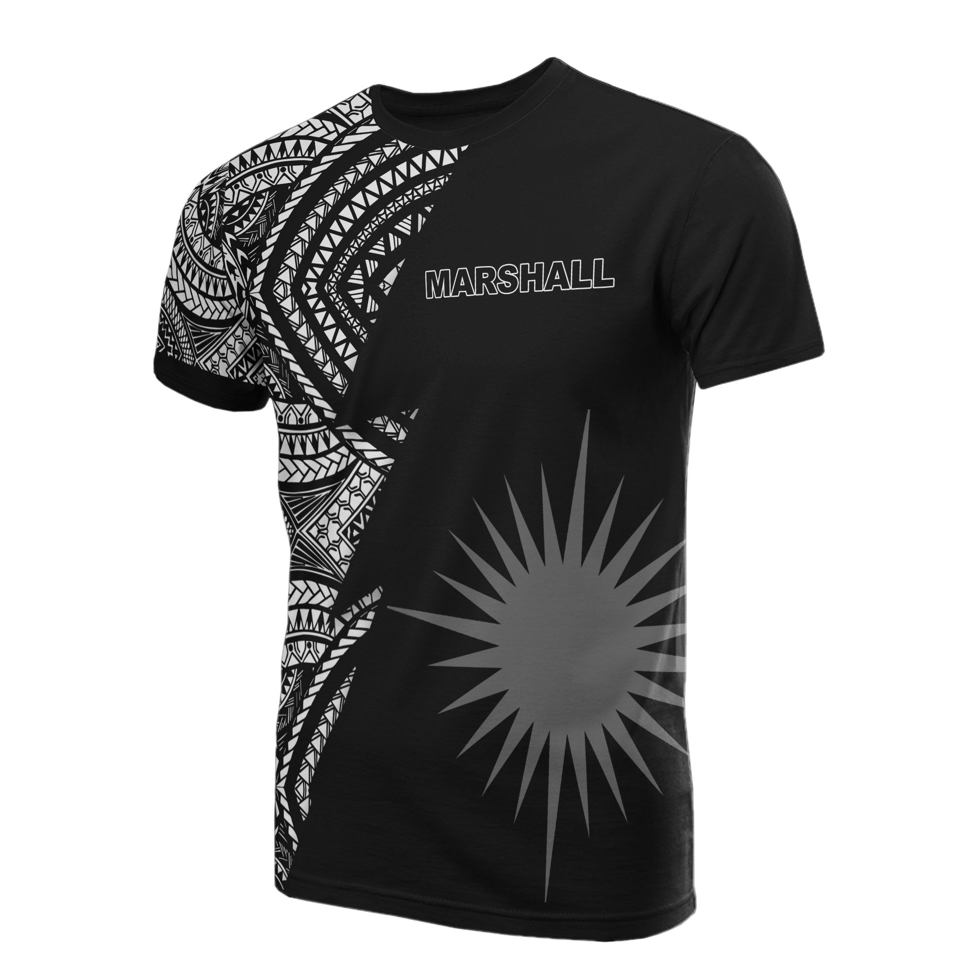Marshall Islands All Over T Shirt Marshall Islands Flag Micronesian Pattern Flash Unisex Black - Polynesian Pride